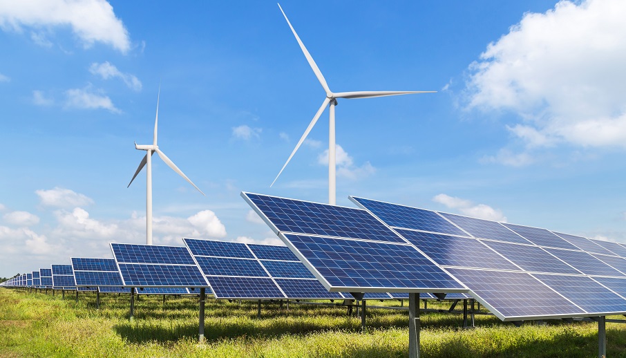 Solar plant in a green field