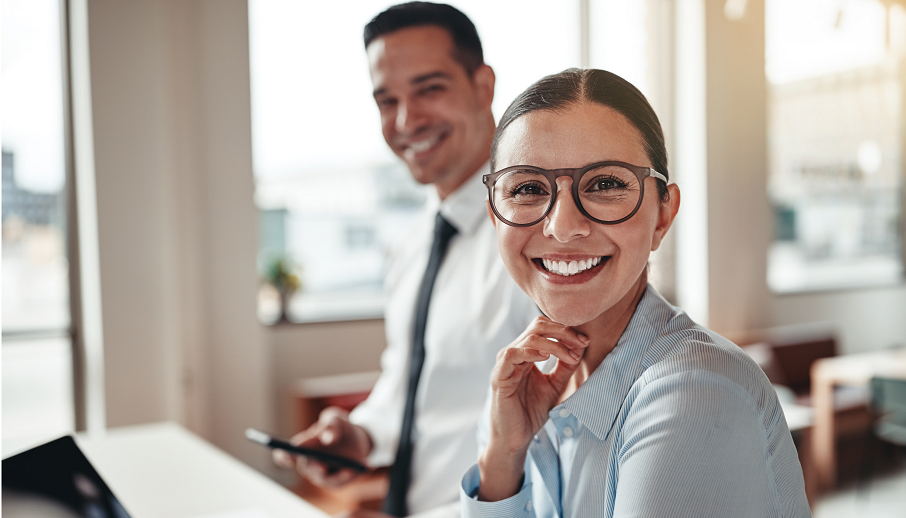 young woman smiling in the office