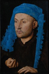 Jan van Eyck, Ritratto d’uomo con copricapo azzurro, 1429 circa, Muzeul National Brukenthal Sbiu, Romania